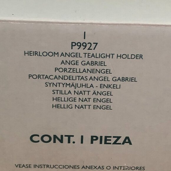 PartyLite Heirloom Gabriel Angel Ivory Gold Porcelain Tealight Holder P9927 9" - Picture 8 of 9